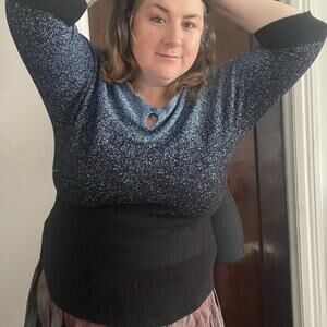 Studio Works Sweater Blue Black Metallic